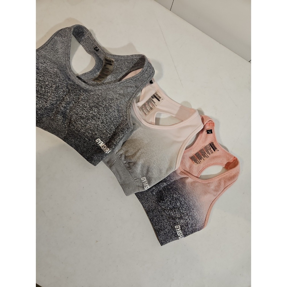 Bundle Gymshark Seamless Ombre Sports Bra XS 3 Bras GRAY/PINK/GRAY NWOT(1678